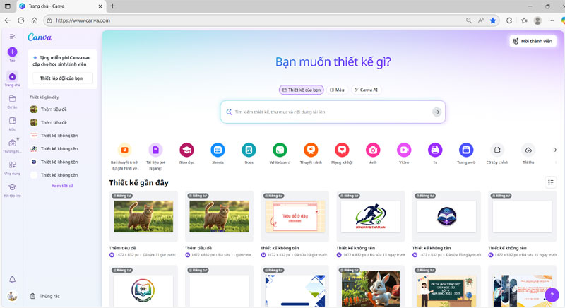 Đăng nhập canva